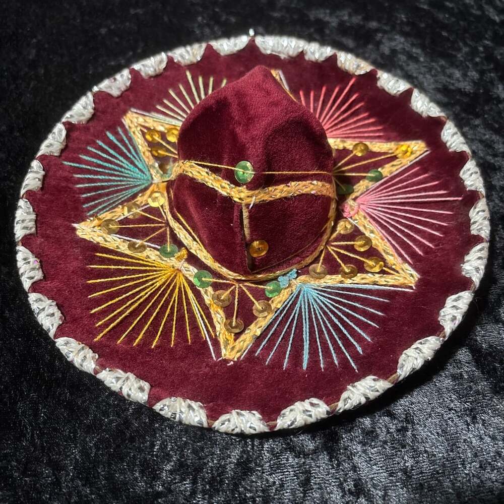 Vintage Pigalle XXXXX Burgundy Velvet Decorative Sombrero